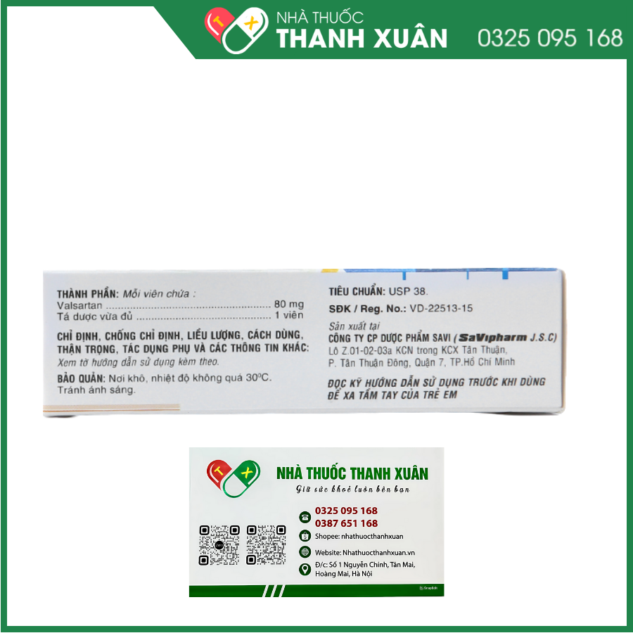 Savi Valsartan 80 điều trị tăng huyết áp, suy tim